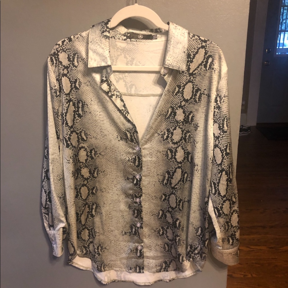 Missguided Snakeskin Print Blouse